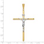 14k Two-Tone Polished INRI Crucifix Pendant - Image 3