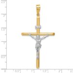 14k Two-Tone Polished INRI Crucifix Pendant - Image 3