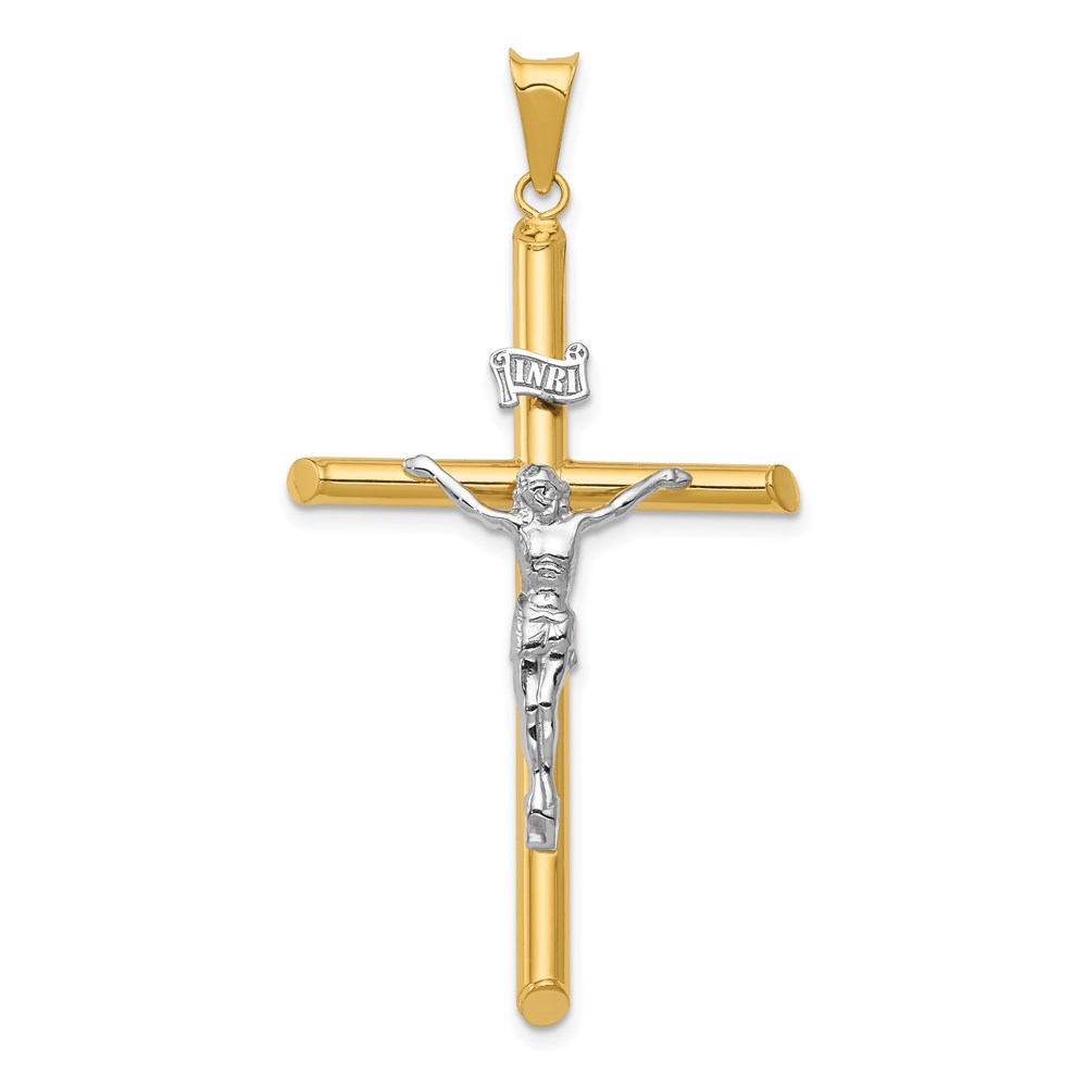K6289.jpg 14k Two-Tone Polished INRI Crucifix Pendant - Image 1