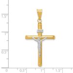 14k Two-Tone Polished INRI Crucifix Pendant - Image 3