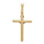 14k Two-Tone Polished INRI Crucifix Pendant - Image 4