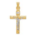 14K Two-Tone and White Rhodium Crucifix Pendant