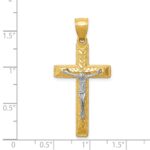 14k Two-tone Diamond Cut Crucifix Pendant - Image 3
