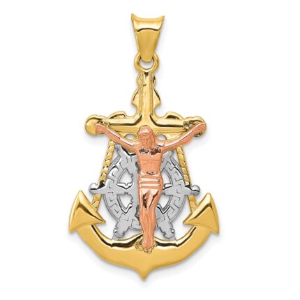 14k Tri-Color Mariner Crucifix Pendant