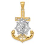 14k and White Rhodium Polished Mariners Crucifix Pendant