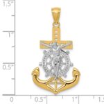 14k and White Rhodium Polished Mariners Crucifix Pendant - Image 3