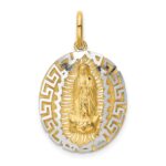 14k Two-Tone Our Lady Of Guadalupe Semi-solid Oval Pendant