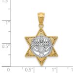14K Two-Tone Fancy Star Of David and Menorah Pendant - Image 4