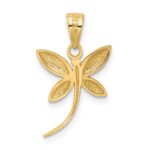 14k and White Rhodium Diamond-cut Polished Dragonfly Pendant - Image 3
