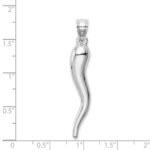 14k White Gold Hollow 3-D Italian Horn Pendant - Image 4