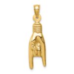 14K 3-D Hollow Rock On Sign Charm