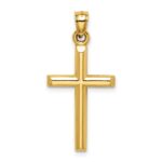 14k Hollow Diamond-cut Cross Pendant - Image 3