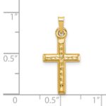 14k Hollow Diamond-cut Cross Pendant - Image 4