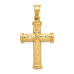 14k Hollow Diamond-cut Cross Pendant - Image 3