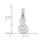 14KW White Gold Script Letter S Initial Pendant - Image 3