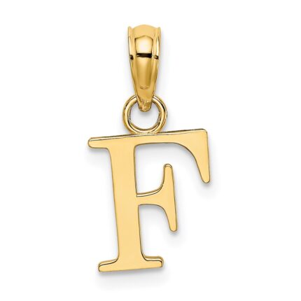 14K Polished Block Letter F Initial Pendant