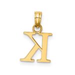 14K Polished Block Letter K Initial Pendant - Image 4