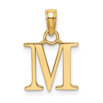 14K Polished Block Letter M Initial Pendant