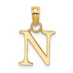 14K Polished Block Letter N Initial Pendant