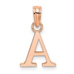 14K Rose Gold Polished Block Letter A Initial Pendant