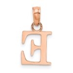 14K Rose Gold Polished Block Letter E Initial Pendant - Image 3