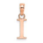 14K Rose Gold Polished Block Letter I Initial Pendant - Image 3
