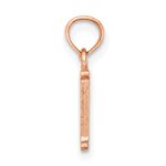 14K Rose Gold Polished Block Letter M Initial Pendant - Image 2