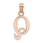 14K Rose Gold Polished Block Letter Q Initial Pendant - Image 3