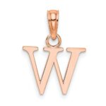 14K Rose Gold Polished Block Letter W Initial Pendant - Image 3