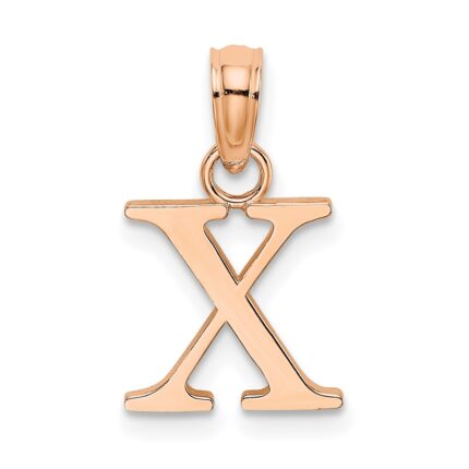 14K Rose Gold Polished Block Letter X Initial Pendant