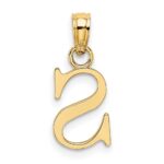 14K Polished Block Letter S Initial Pendant - Image 4