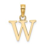 14K Polished Block Letter W Initial Pendant