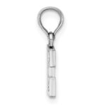 14K White Gold Polished Block Letter E Initial Pendant - Image 2