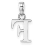 14K White Gold Polished Block Letter F Initial Pendant - Image 4