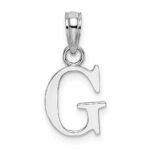 14K White Gold Polished Block Letter G Initial Pendant