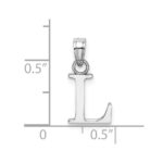 14K White Gold Polished Block Letter L Initial Pendant - Image 3
