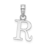 14K White Gold Polished Block Letter R Initial Pendant