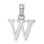 14K White Gold Polished Block Letter W Initial Pendant - Image 4