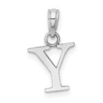 14K White Gold Polished Block Letter Y Initial Pendant - Image 4