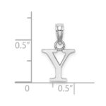 14K White Gold Polished Block Letter Y Initial Pendant - Image 3