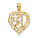 14KY Heart Script Letter G Initial Charm