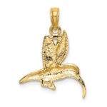 14K Textured Hummingbird Flying Charm - Image 4