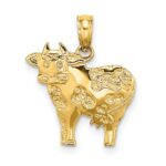 14K Polished Playful Cow Charm