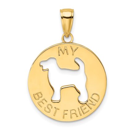14K MY BEST FRIEND with Cut-out Dog Charm