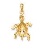 14K Polished Turtle with Textured Shell Charm - Image 4