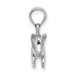 14K White Gold 3-D Polished Pig with Curly Tail Charm - Image 2