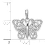 14K White Gold Filigree Butterfly Charm - Image 4