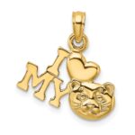 14K I HEART MY CAT Charm
