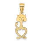 14K Cut-Out Textured Cat Charm