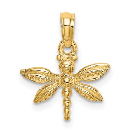 14K 2-D Mini Dragonfly with Solid Wings Charm
